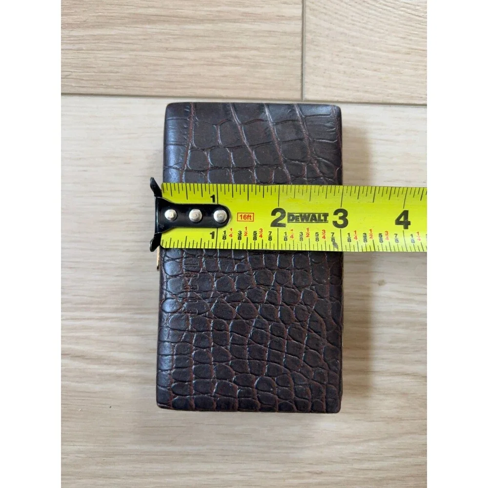Bobbi Brown Brown Faux Croc Makeup Case Clutch Gold Frame Cosmetic Travel Bag